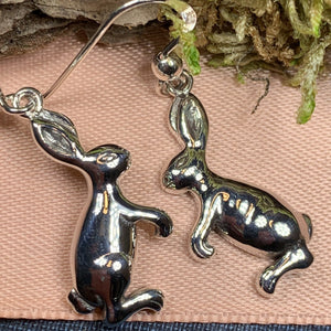 Bunny Earrings, Nature Jewelry, Animal Jewelry, Hare Jewelry, Rabbit Dangle Earrings, Anniversary, Wife Gift, Friendship Gift, Runner Gift