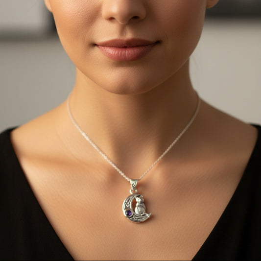 Celtic Cat in the Moon Necklace — view 8
