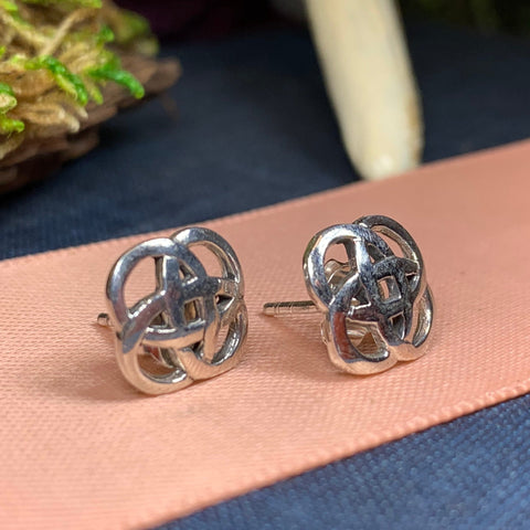 Load image into Gallery viewer, Celtic Knot Stud Earrings, Irish Jewelry, Celtic Jewelry, Anniversary Gift, Bridal Jewelry, Norse Jewelry, Yoga Jewelry, Wiccan Jewelry
