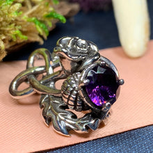 Load image into Gallery viewer, Thistle Brooch, Scotland Jewelry, Outlander Jewelry, Amethyst Brooch, Thistle Jewelry, Scottish Jewelry, Celtic Brooch, Rose Brooch
