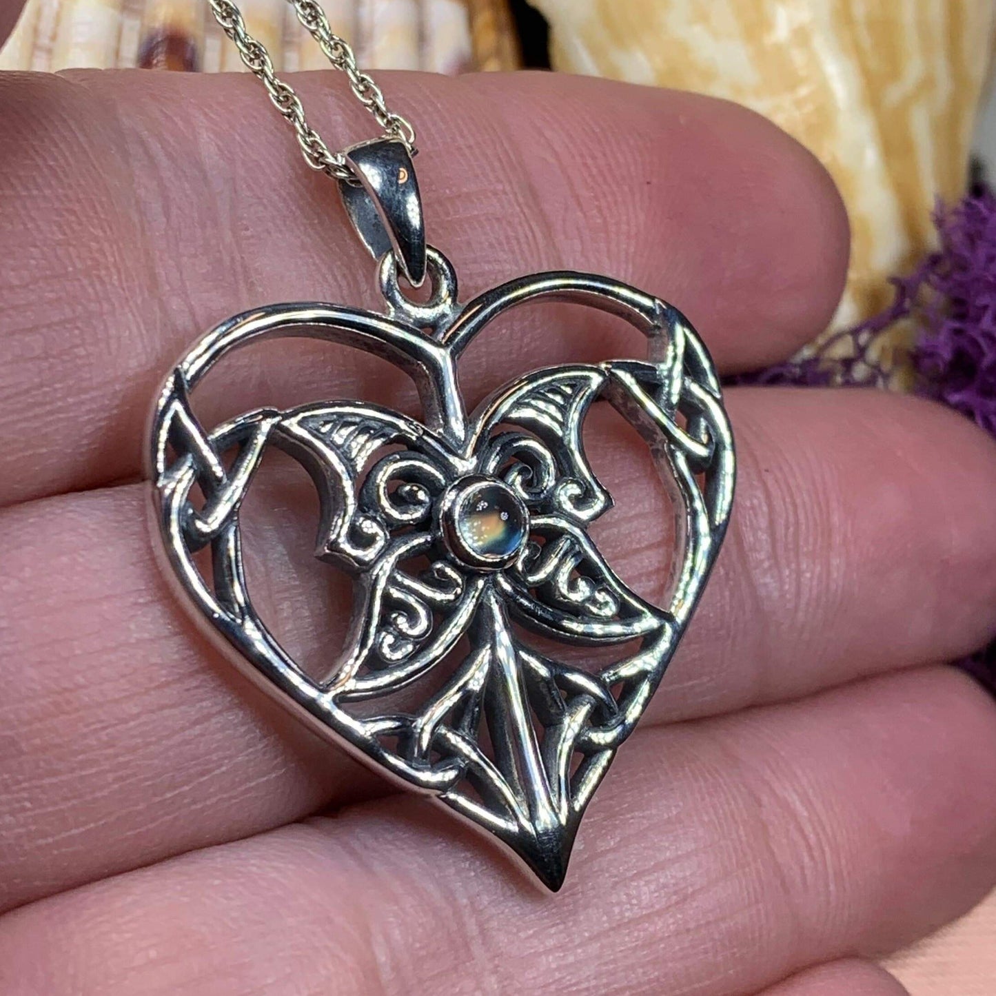 Lumina Celtic Heart Necklace in Sterling Silver — view 8
