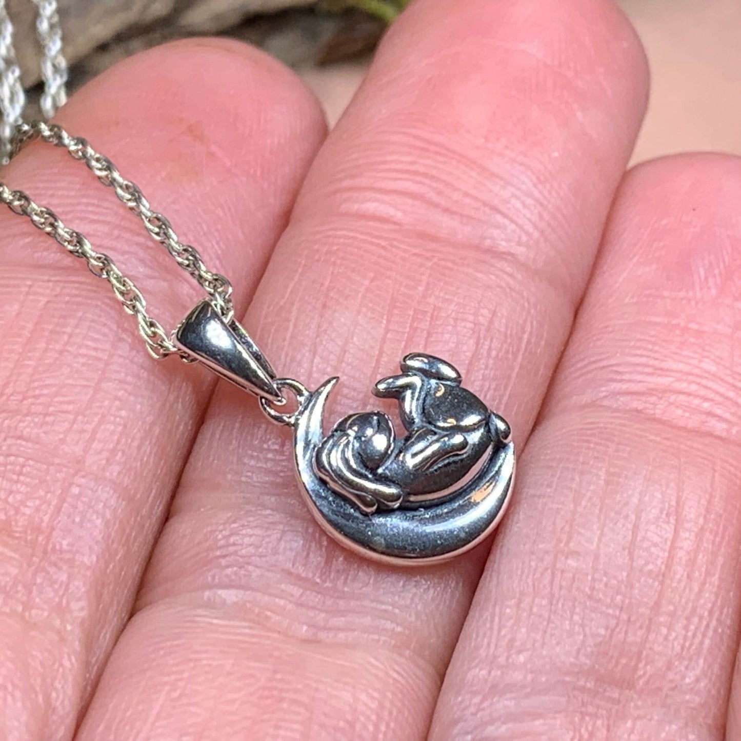 Sleepy Rabbit Moon Necklace — view 6