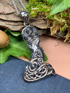 Fox Necklace, Celtic Jewelry, Triple Spiral Pendant, Irish Jewelry, Animal Jewelry, Celtic Knot Necklace, Woodland Jewelry, Friendship Gift