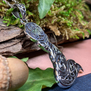 Fox Necklace, Celtic Jewelry, Triple Spiral Pendant, Irish Jewelry, Animal Jewelry, Celtic Knot Necklace, Woodland Jewelry, Friendship Gift
