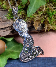 Load image into Gallery viewer, Fox Necklace, Celtic Jewelry, Triple Spiral Pendant, Irish Jewelry, Animal Jewelry, Celtic Knot Necklace, Woodland Jewelry, Friendship Gift
