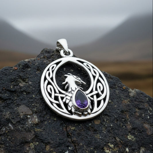 Celtic Rising Phoenix Necklace in Sterling Silver — view 9
