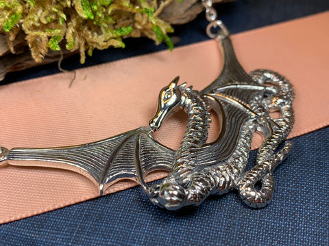 Load image into Gallery viewer, Dragon Necklace, Celtic Jewelry, Pagan Jewelry, Gothic Necklace, Wiccan Jewelry, Celtic Dragon Pendant, Pagan Jewelry, Gothic Jewerly
