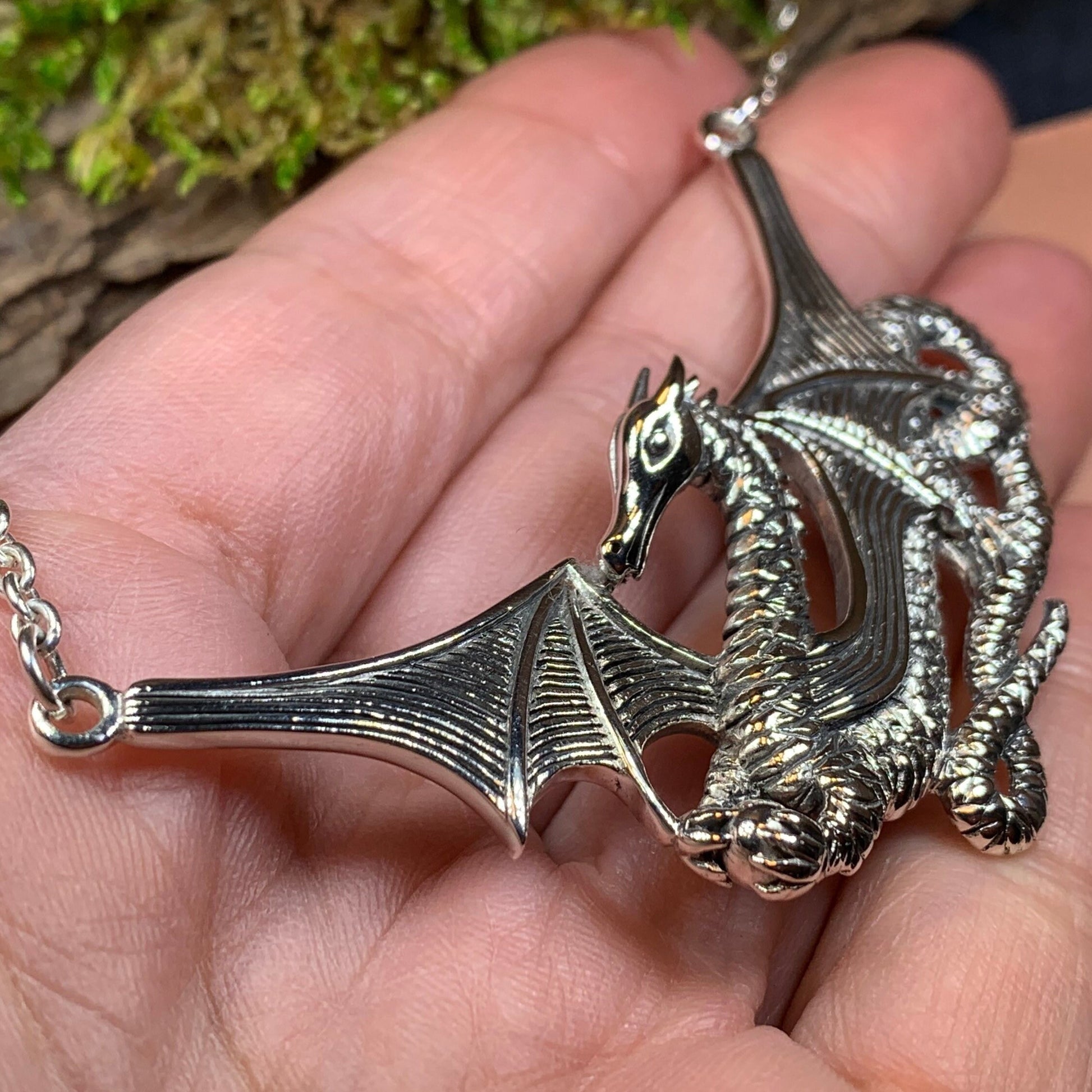 Saga Dragon Necklace in Sterling Silver — view 9
