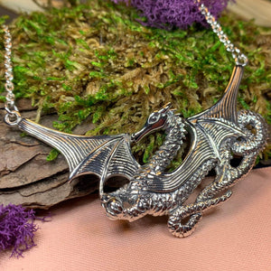 Dragon Necklace, Celtic Jewelry, Pagan Jewelry, Gothic Necklace, Wiccan Jewelry, Celtic Dragon Pendant, Pagan Jewelry, Gothic Jewerly