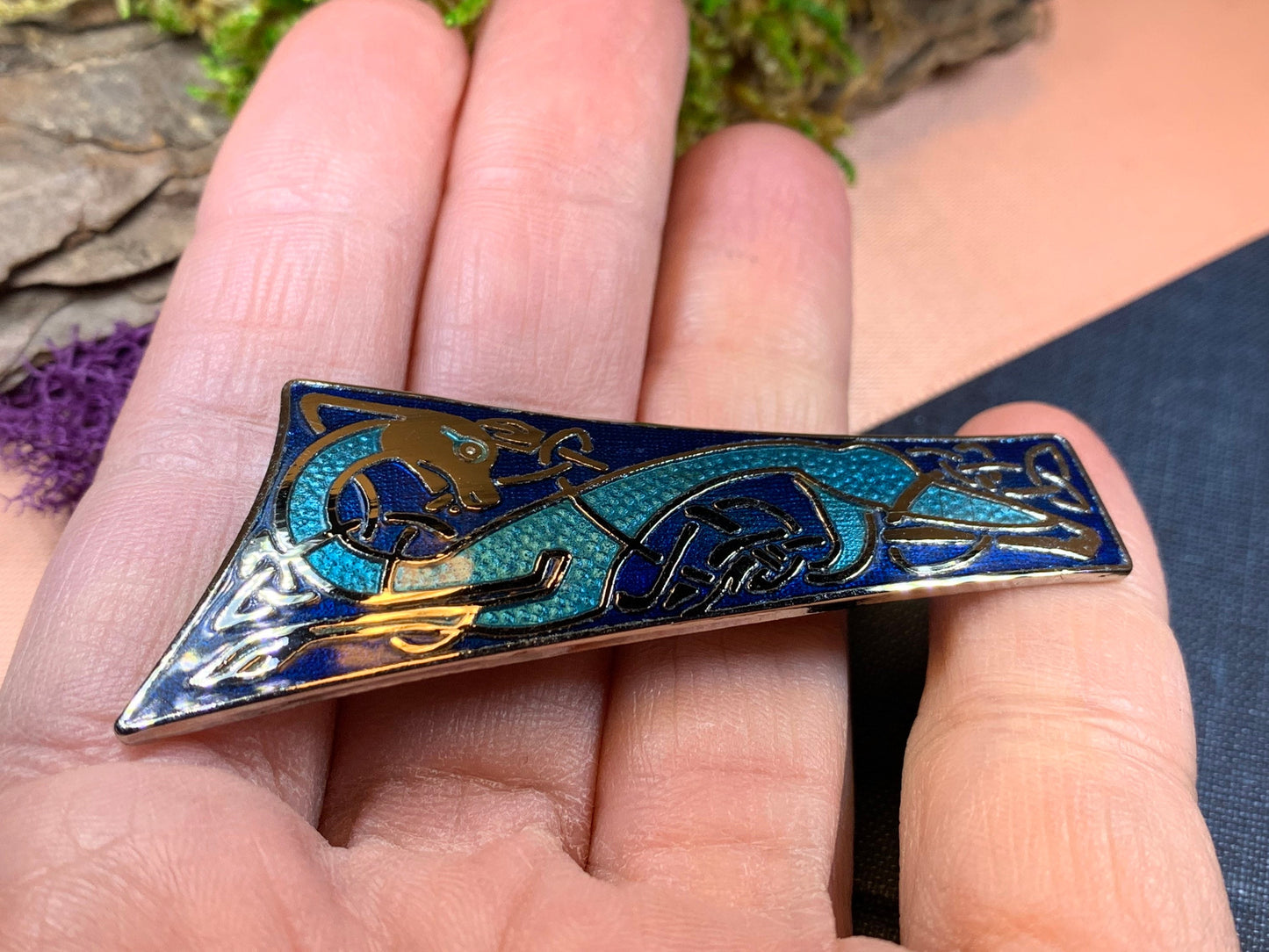 Long Celtic Dragon Brooch — view 8