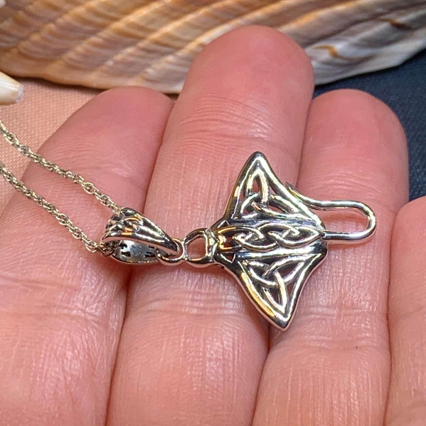 Muir Celtic Manta Ray Necklace in Sterling Silver — view 6