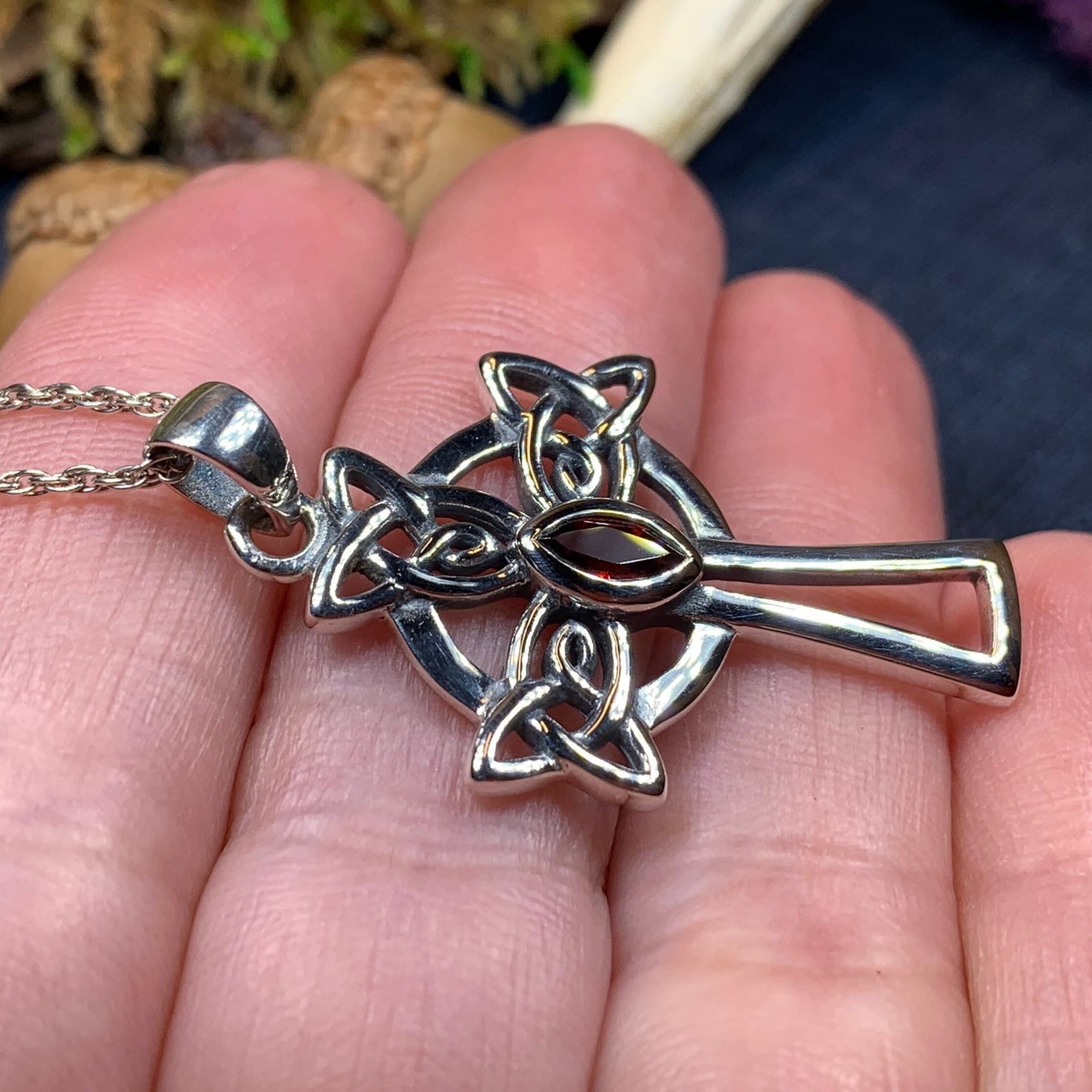 Catherine Celtic Cross Necklace in Sterling Silver — view 9