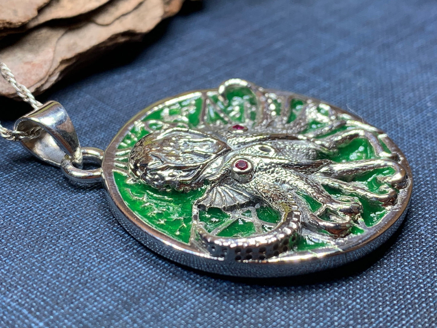 Fearsome Cthulhu Octopus Necklace in Sterling Silver — view 4