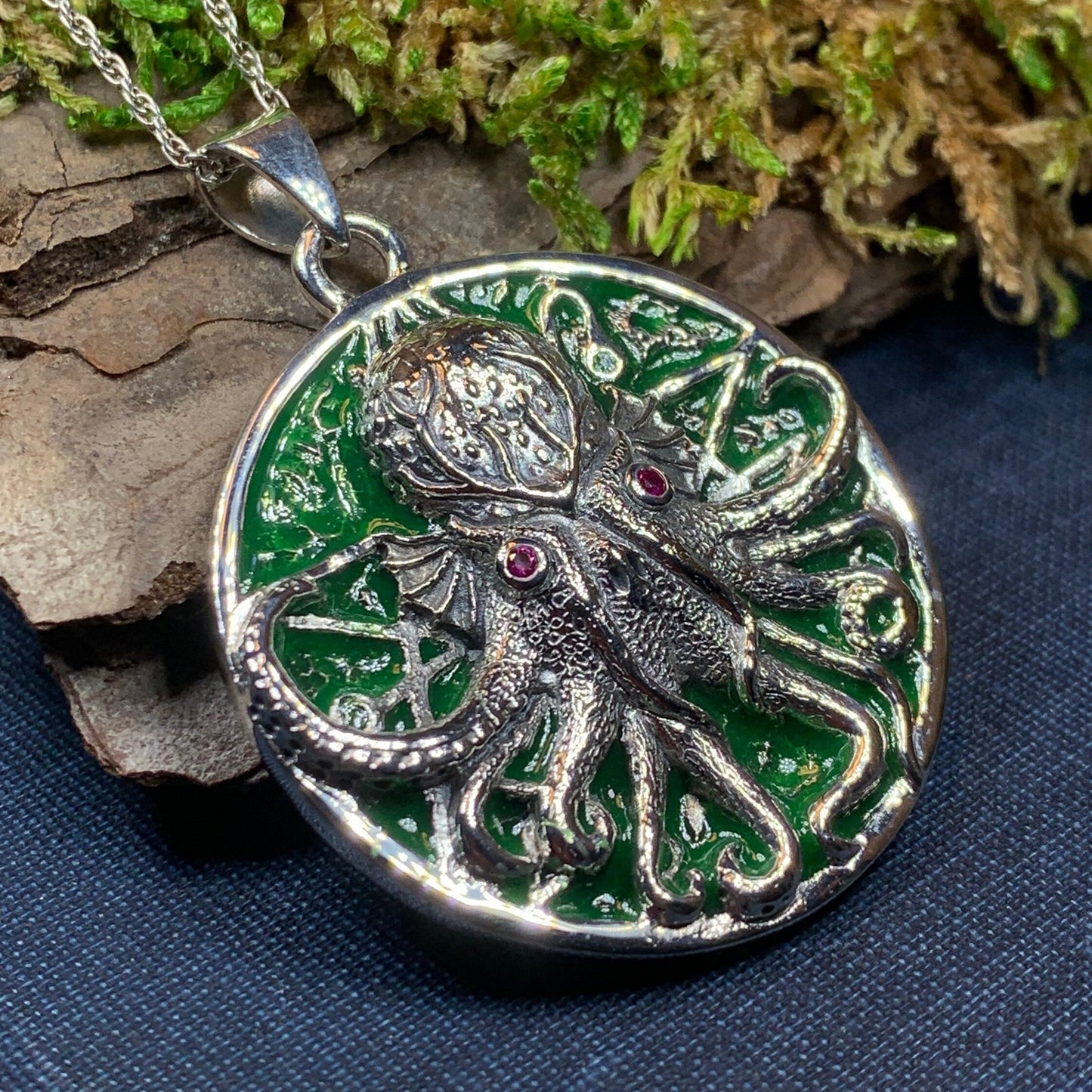 Fearsome Cthulhu Octopus Necklace in Sterling Silver — view 6
