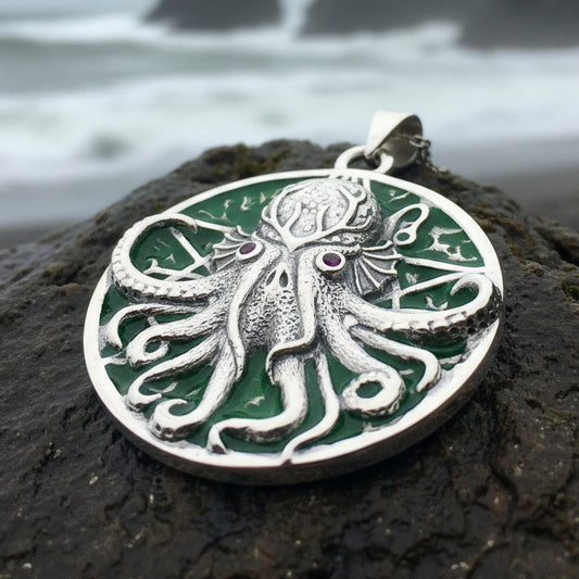 Octopus Necklace, Nautical Jewelry, Cthulhu Silver Pendant, Sea Jewelry, Science Fiction Gift, Fish Necklace, Sea Jewelry, HP Lovecraft Gift
