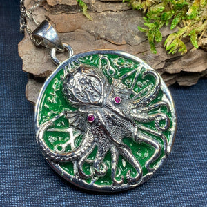 Octopus Necklace, Nautical Jewelry, Cthulhu Silver Pendant, Sea Jewelry, Science Fiction Gift, Fish Necklace, Sea Jewelry, HP Lovecraft Gift