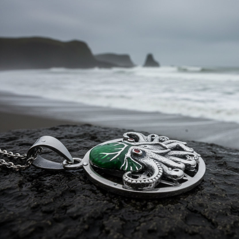 Lovecraft Cthulhu Octopus Necklace in Sterling Silver — view 4