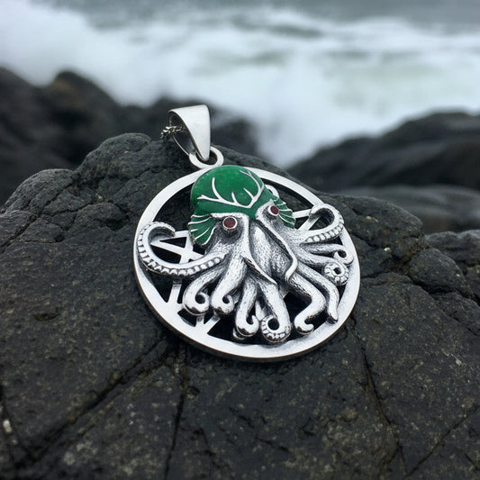 Octopus Necklace, Nautical Jewelry, Cthulhu Silver Pendant, Sea Jewelry, Science Fiction Gift, Fish Necklace, Sea Jewelry, HP Lovecraft Gift