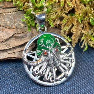 Octopus Necklace, Nautical Jewelry, Cthulhu Silver Pendant, Sea Jewelry, Science Fiction Gift, Fish Necklace, Sea Jewelry, HP Lovecraft Gift