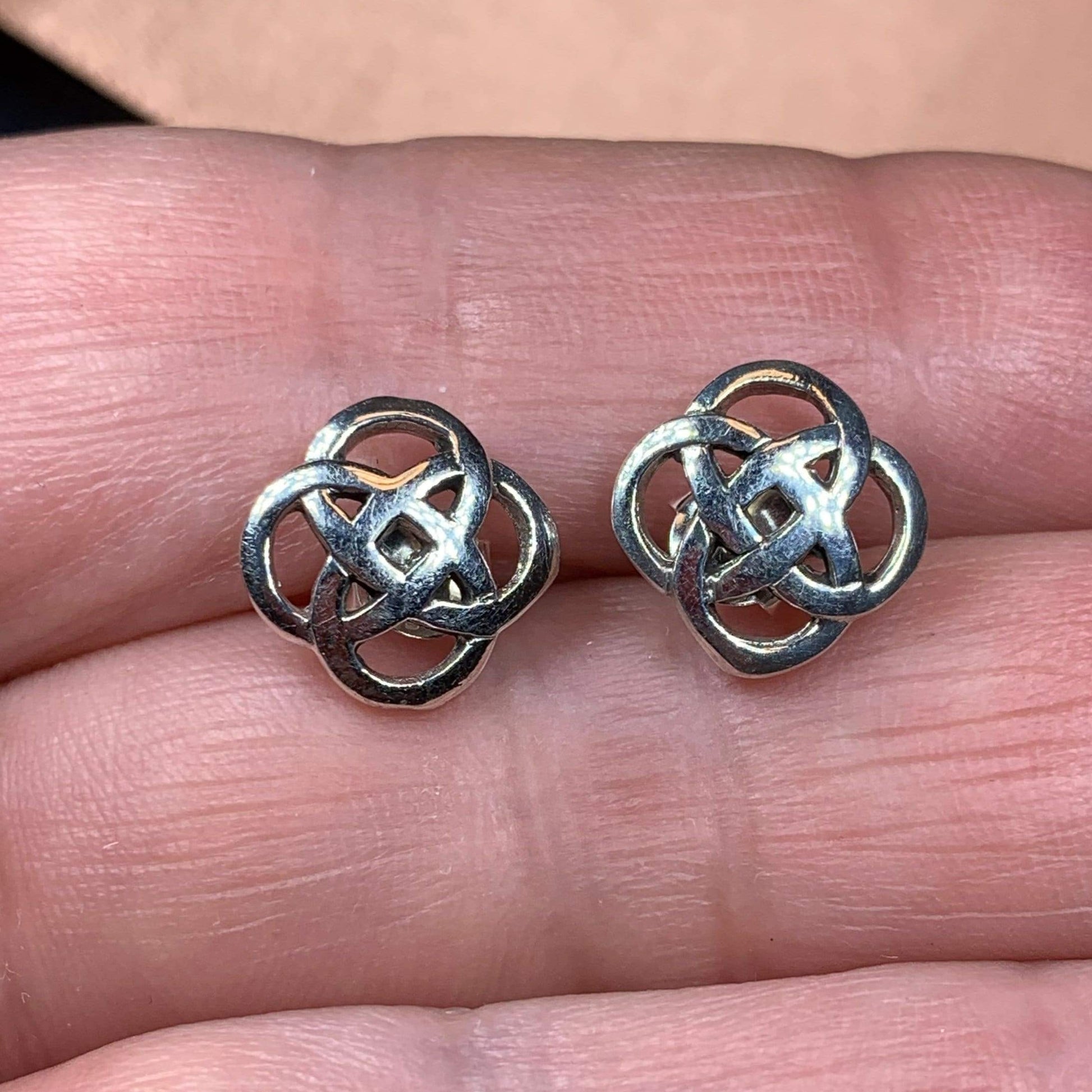 Lorna Celtic Dara Knot Stud Earrings in Sterling Silver — view 5