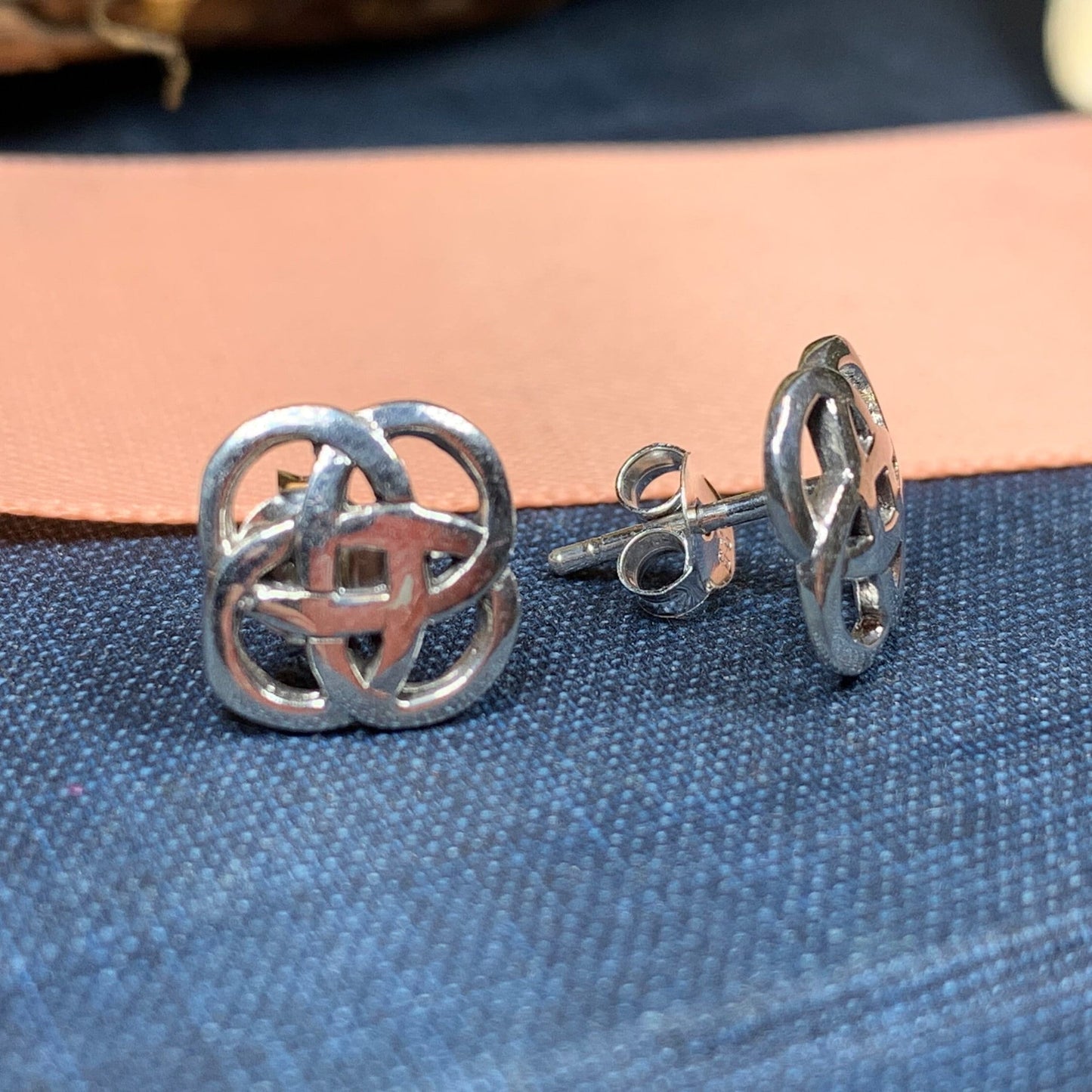 Lorna Celtic Dara Knot Stud Earrings in Sterling Silver — view 3