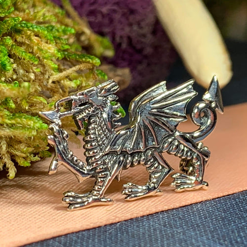 Welsh Dragon Brooch, Wales Jewelry, Celtic Pin, Lapel Pin, Grooms Gift, Celtic Wedding, Father's Day Gift, Celtic Pin, Pagan