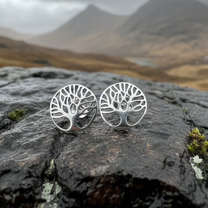 Tree of Life Stud Earrings, Tree Stud Earrings, Norse Jewelry, Wiccan Jewelry, Mom Gift, Sister Gift, Girlfriend Gift, Anniversary Gift