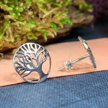 Load image into Gallery viewer, Tree of Life Stud Earrings, Tree Stud Earrings, Norse Jewelry, Wiccan Jewelry, Mom Gift, Sister Gift, Girlfriend Gift, Anniversary Gift

