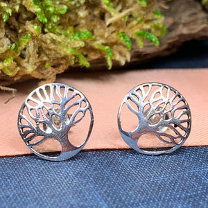 Tree of Life Stud Earrings, Tree Stud Earrings, Norse Jewelry, Wiccan Jewelry, Mom Gift, Sister Gift, Girlfriend Gift, Anniversary Gift