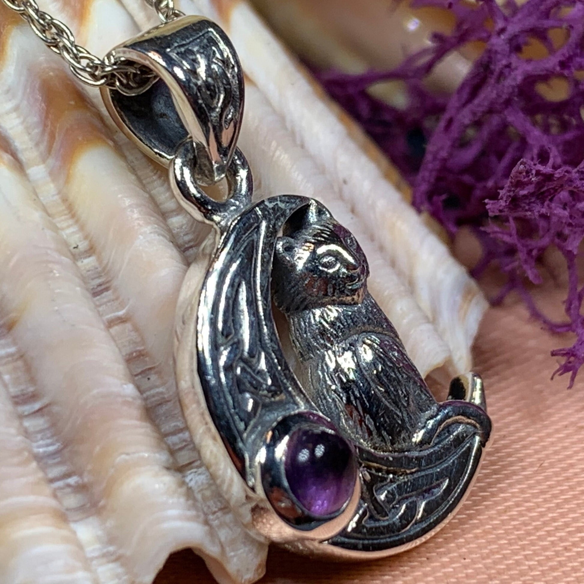 Celtic Cat in the Moon Necklace — view 6