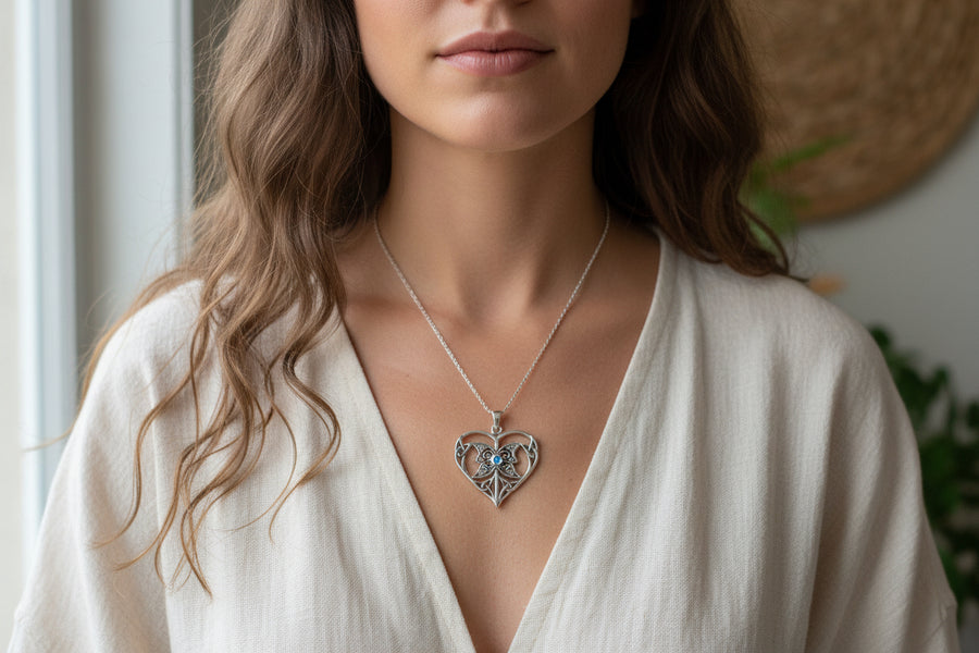 Heart Necklace, Celtic Knot Jewelry, Irish Jewelry, Celtic Jewelry, Scotland Jewelry, Bridal Jewelry, Trinity Knot Jewelry, Anniversary Gift