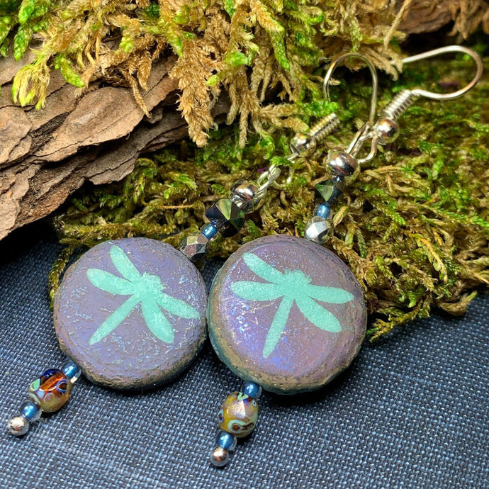 Summer Dragonfly Earrings, Celtic Jewelry, Insect Jewelry, Wiccan Jewelry, Mom Gift, Sister Gift, Aunt Gift, Teacher Gift, Dangle Earrings