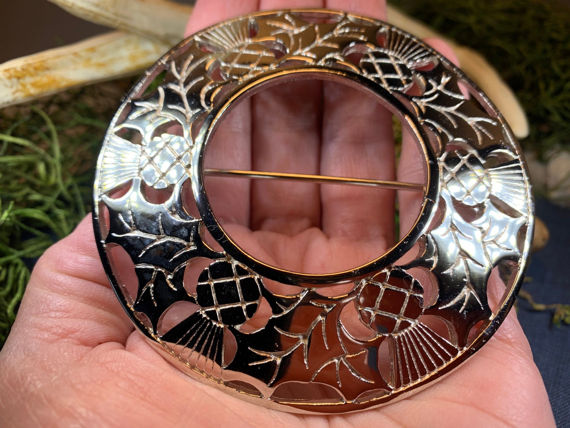 Thistle Brooch, Celtic Jewelry, Scottish Jewelry, Scotland Brooch, Celtic Brooch, Anniversary Gift, Celtic Pin, Extra Large Plaid Pin