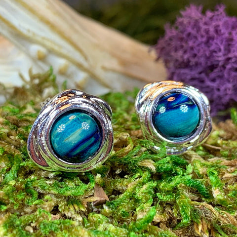 Load image into Gallery viewer, Celtic Heather Earrings, Scotland Jewelry, Outlander Jewelry, Celtic Jewelry, Wiccan Jewelry, Norse Jewelry, Girlfriend, Heathergem Gift
