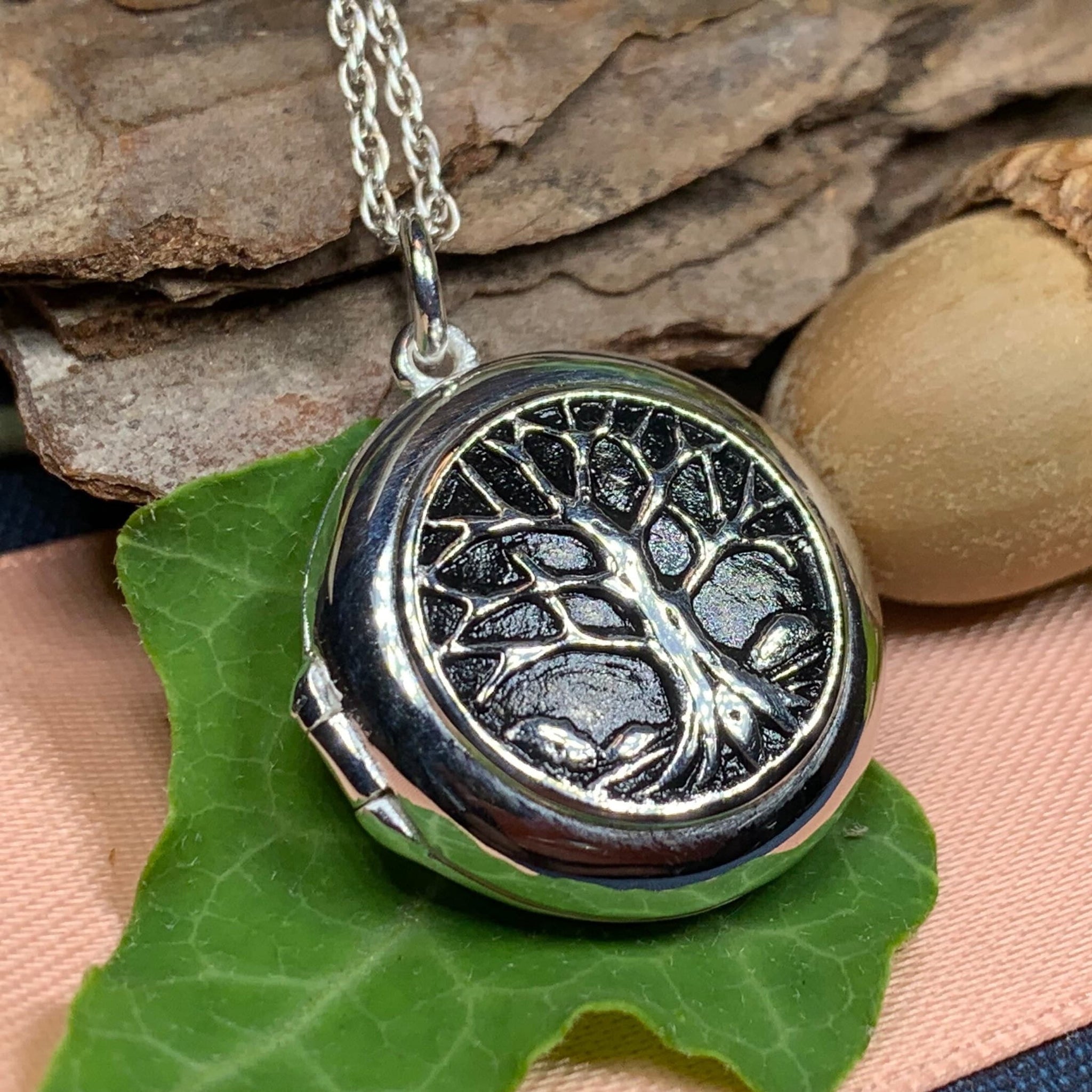 Aubrey Tree of Life Locket Necklace – Celtic Crystal Design Jewelry