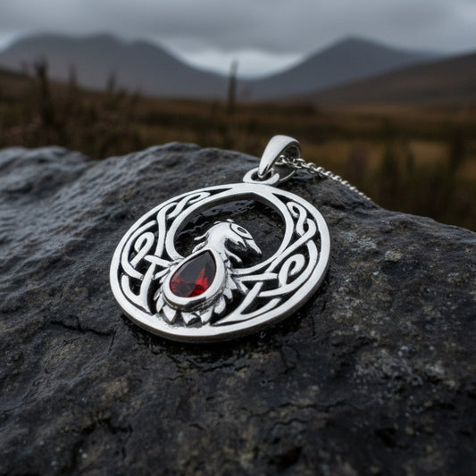 Celtic Rising Phoenix Necklace in Sterling Silver — view 7