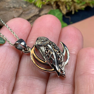 Owl Necklace, Celtic Jewelry, Bird Pendant, Nature Jewelry, Irish Jewelry, Pagan Jewelry, Mystical Jewelry, Gift for Her, Graduation Gift