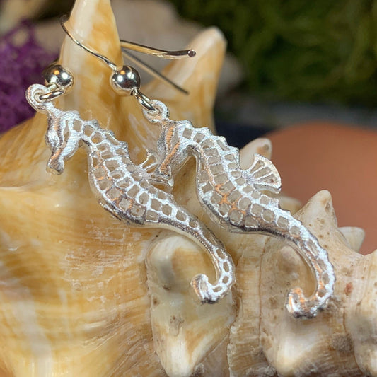 Seahorse Earrings, Sea Life Earrings, Nautical Jewelry, Mom Gift, Anniversary Gift, Beach Jewelry, Wife Gift, Dangle Earrings, Ocean Jewelry