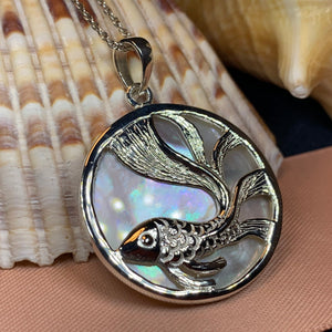Koi Necklace, Fish Necklace, Beach Jewelry, Nautical Jewelry, Ocean Jewelry, Abalone Jewelry, Nature Necklace, Sea Jewelry, Shell Pendant