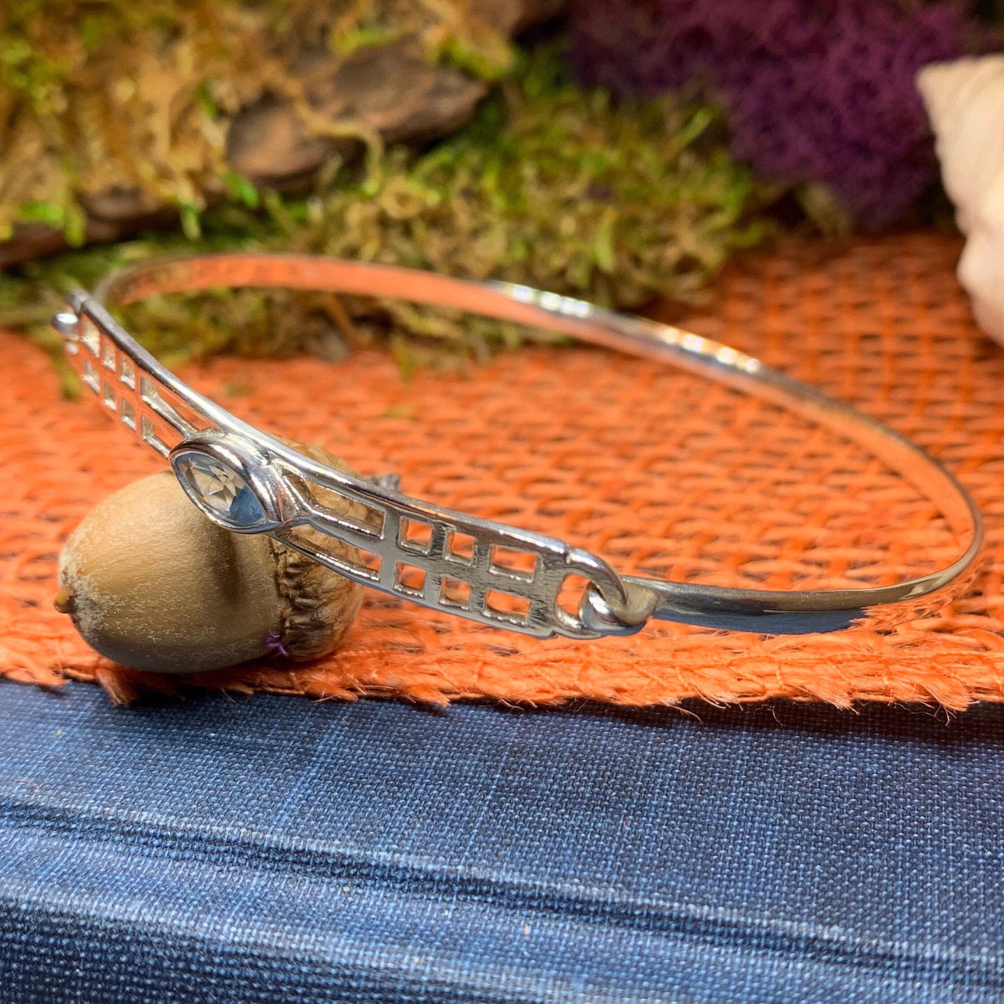 Mackintosh Bracelet, Celtic Jewelry, Scottish Bangle Bracelet, Art Deco Jewelry, Celtic Knot Bracelet, Scotland Gift, Silver Wife Gift