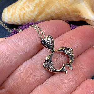Dolphin Necklace, Celtic Jewelry, Irish Jewerly, Ocean Lover Jewelry, Beach Jewelry, Fish Necklace, Nautical Jewelry, Sea Jewelry, Mom Gift