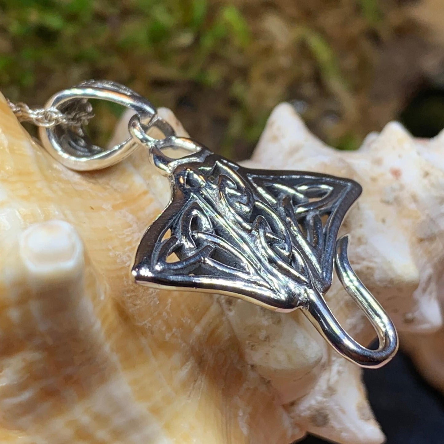 Muir Celtic Manta Ray Necklace in Sterling Silver — view 8