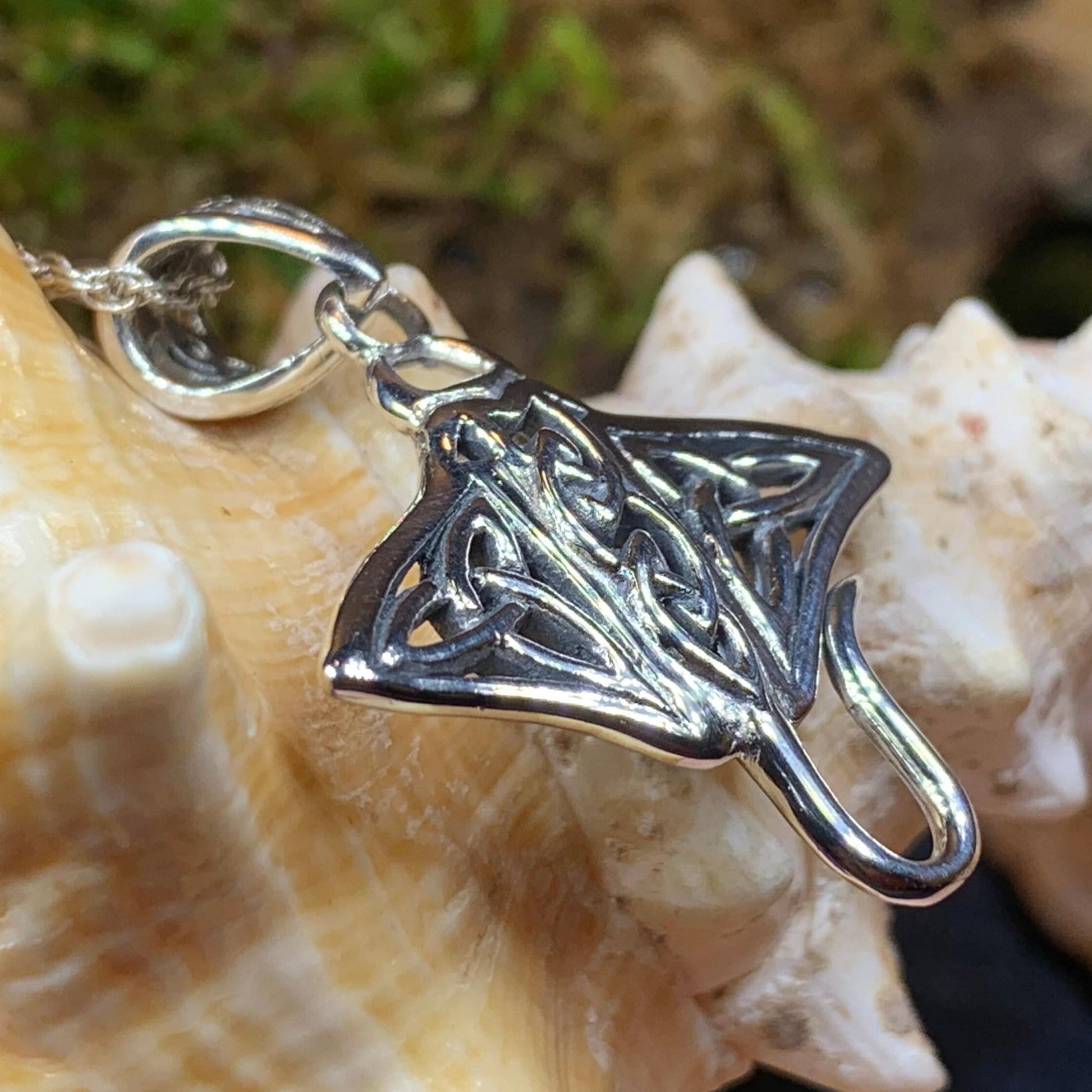 Muir Celtic Manta Ray Necklace in Sterling Silver — view 8