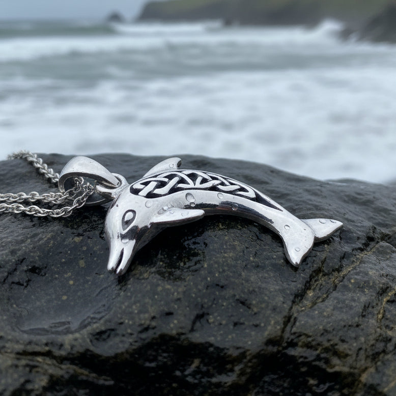 Dolphin Necklace, Celtic Jewelry, Irish Jewerly, Celtic Knot Jewelry, Beach Jewelry, Fish Necklace, Nautical Jewelry, Sea Jewelry, Mom Gift