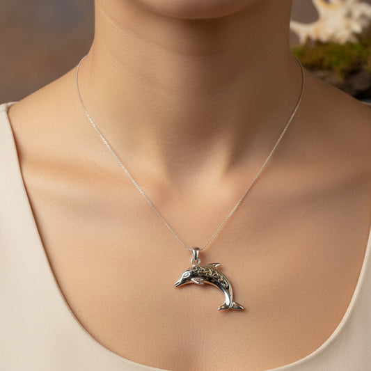Dolphin Necklace, Celtic Jewelry, Irish Jewerly, Celtic Knot Jewelry, Beach Jewelry, Fish Necklace, Nautical Jewelry, Sea Jewelry, Mom Gift