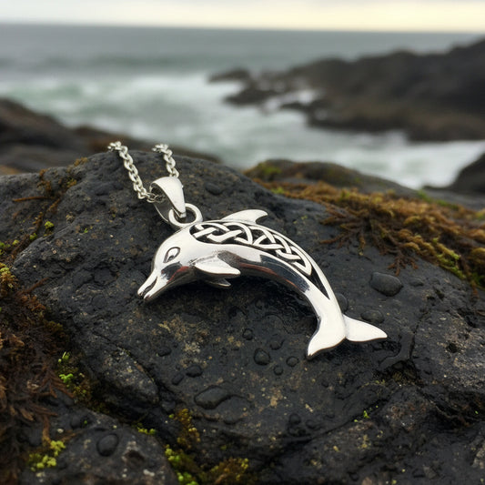 Dolphin Necklace, Celtic Jewelry, Irish Jewerly, Celtic Knot Jewelry, Beach Jewelry, Fish Necklace, Nautical Jewelry, Sea Jewelry, Mom Gift