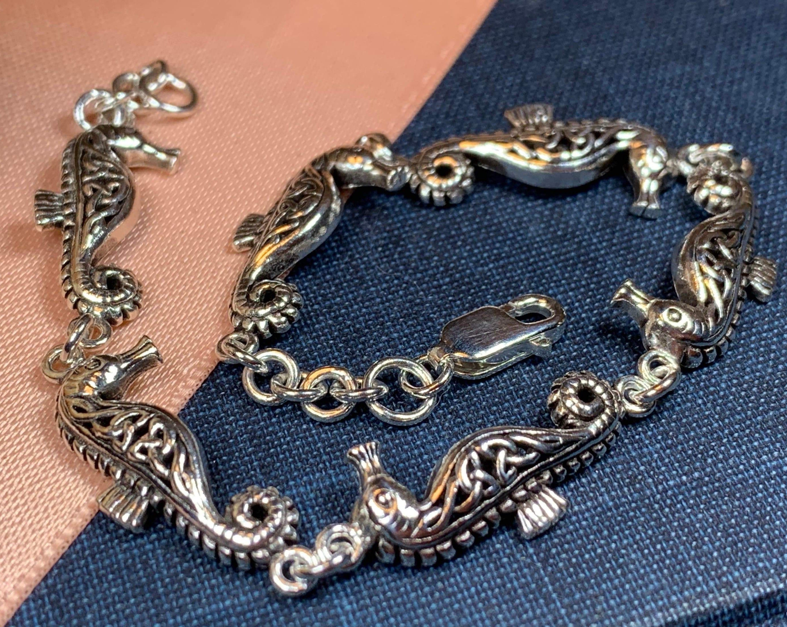 Celtic Seahorse Bracelet in Sterling Silver – Celtic Crystal