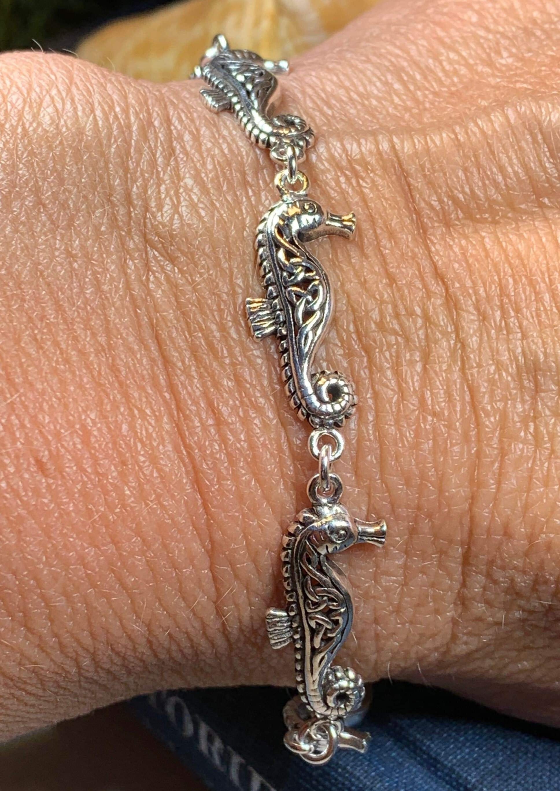 Celtic Seahorse Bracelet in Sterling Silver – Celtic Crystal
