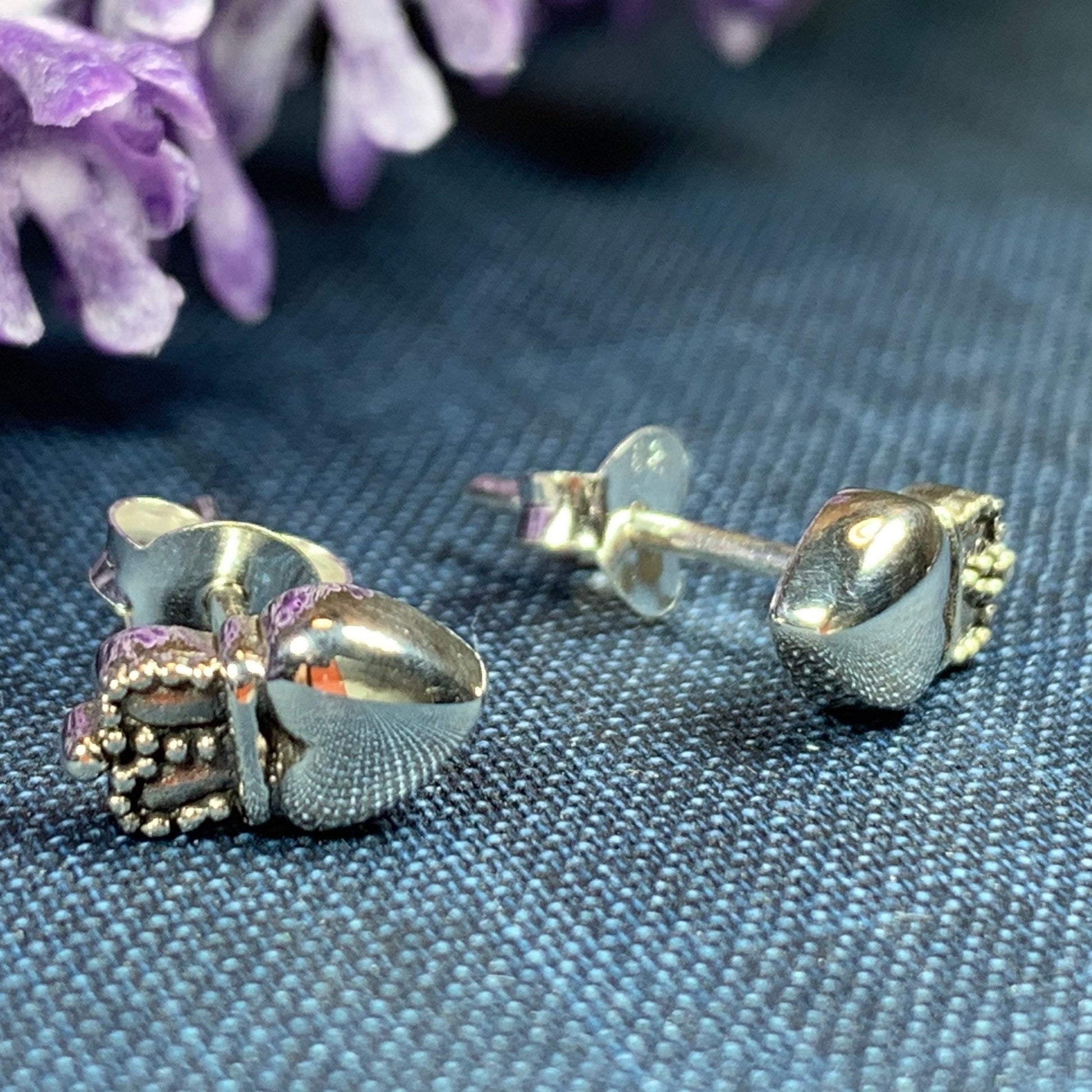 Dorcas Irish Claddagh Earrings in Sterling Silver — view 7