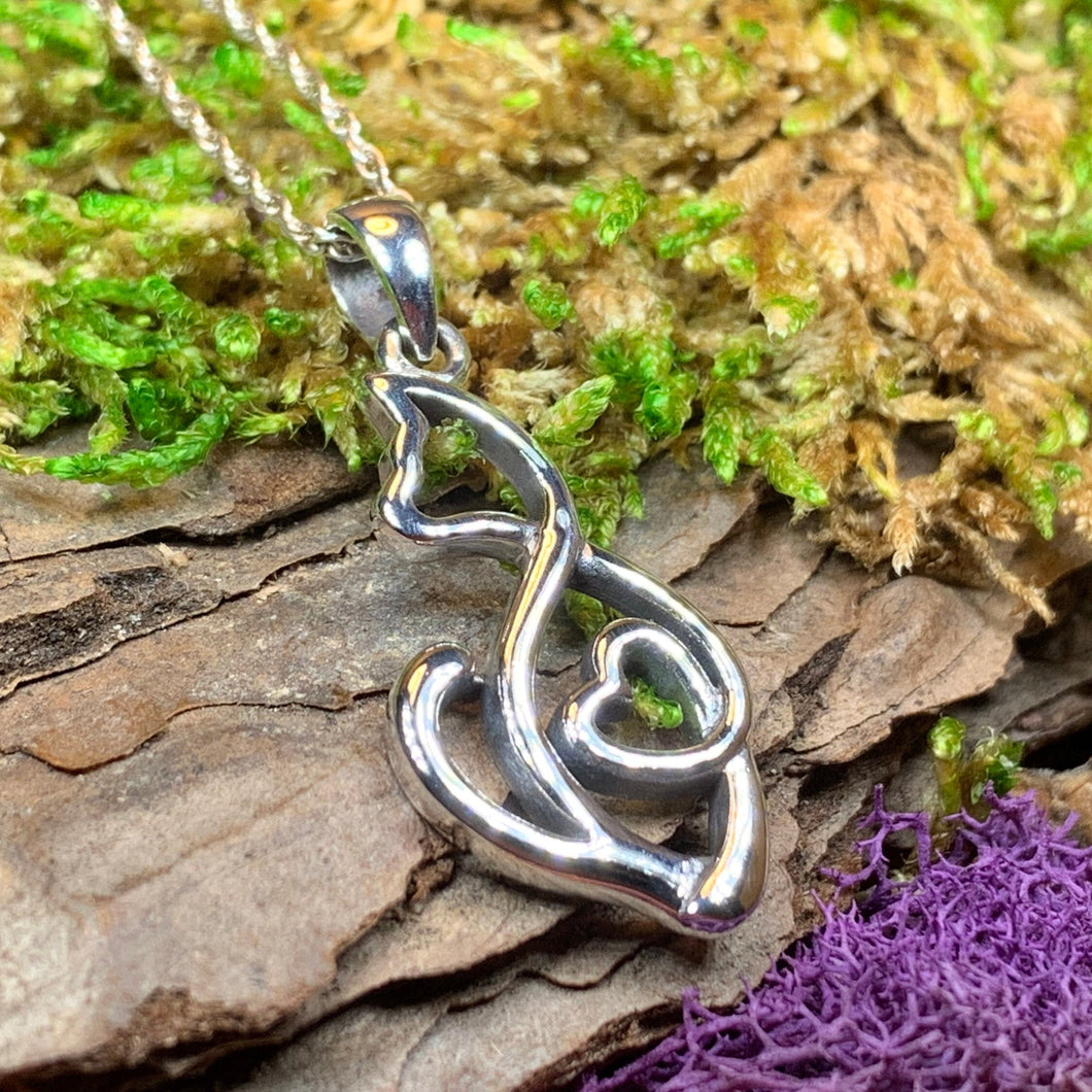 Cat Necklace, Celtic Knot Jewelry, Irish Jewelry, Cat Lover Gift, Nature Necklace, Animal Jewelry, Wiccan Jewelry, Mom Gift, Wife Gift